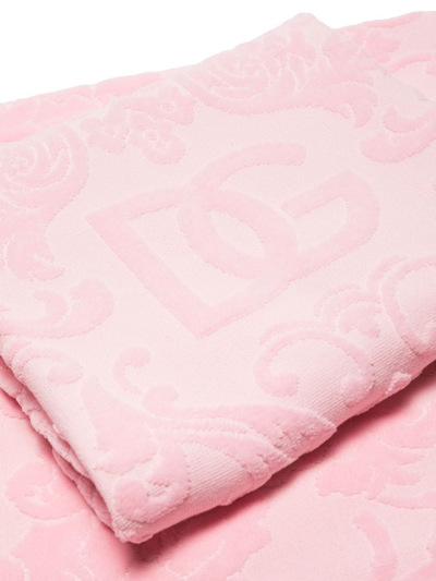 Dolce & Gabbana Logo-jacquard Towel Set In Rosa