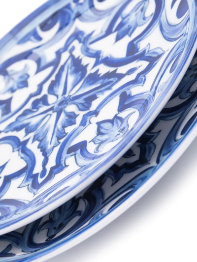 Dolce & Gabbana Set Of Two Patterned 17cm Bread Plates In Blau