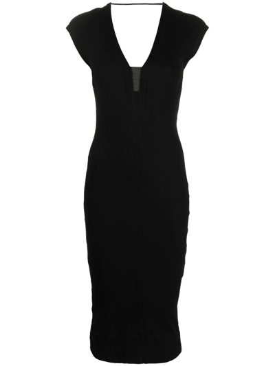 Shop Brunello Cucinelli Monili-detail Ribbed Midi Dress In Black
