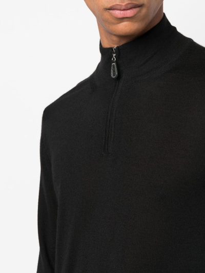 Shop Fedeli High-neck Cardigan In Schwarz