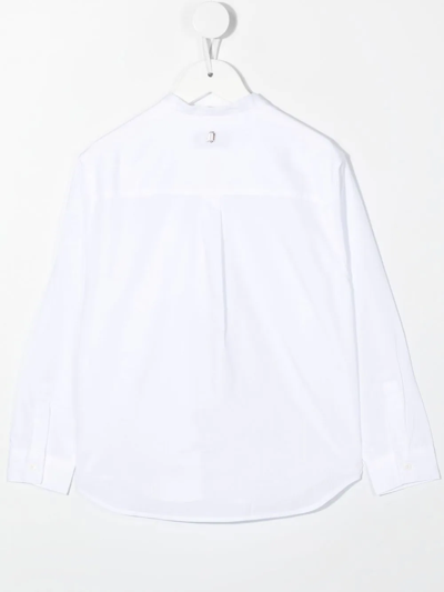 Shop Dondup Collarless Cotton Shirt In White