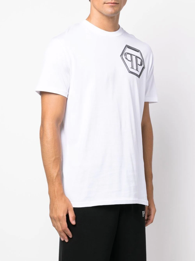 Shop Philipp Plein Logo-print Short-sleeved T-shirt In Weiss