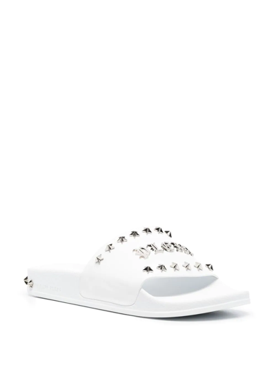 Philipp Plein Gothic Plein Stud-studded Sandals In White