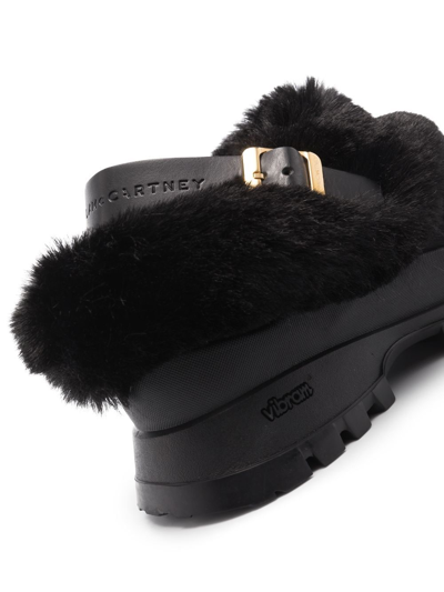 Shop Stella Mccartney Trace Faux-fur Trimmed Mules In Black