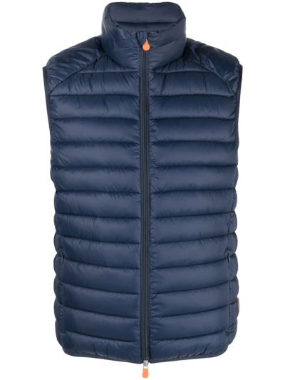 Shop Save The Duck Quilted Zipped Gilet In Blau