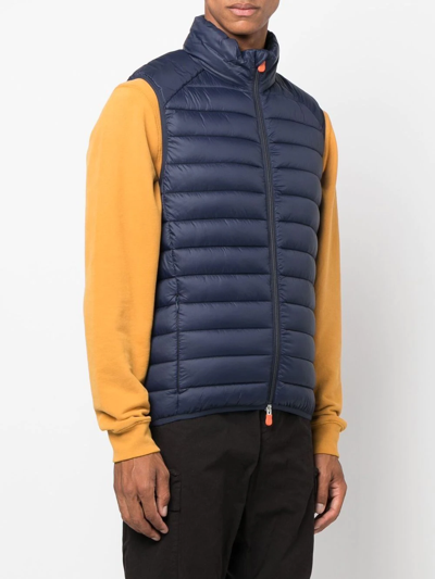Shop Save The Duck Quilted Zipped Gilet In Blau