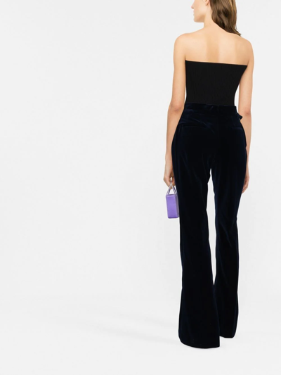 Shop Tom Ford Velvet Bootcut Trousers In Blue