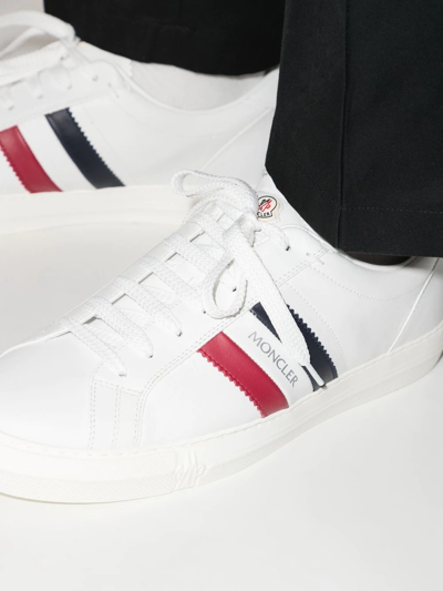 Moncler New Monaco Stripe-detail Sneakers In Weiss