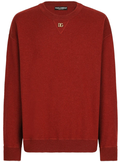 Shop Dolce & Gabbana Dg-logo Cashmere Jumper In Rot