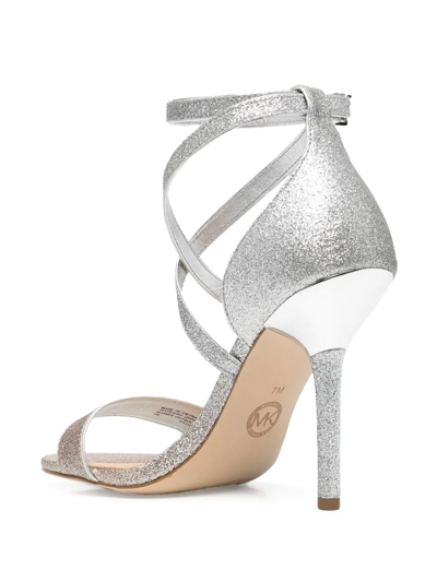 Shop Michael Michael Kors Astrid Glitter Open-toe Sandals In Silber
