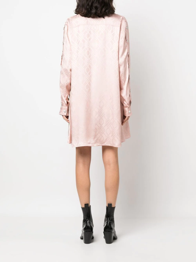Shop Koché Satin-finish Shirt Dress In Rosa