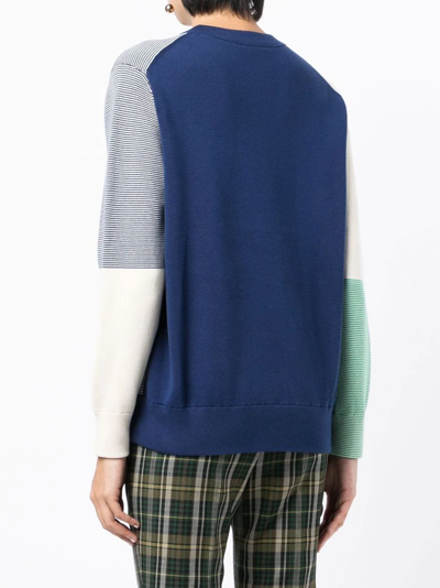 Shop Ps By Paul Smith Happy Striped Colour-block Jumper In Mehrfarbig
