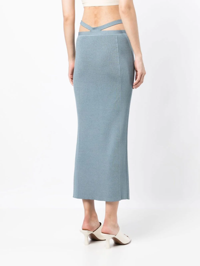 Simkhai Side Ribbed-detail Midi Skirt In Blue