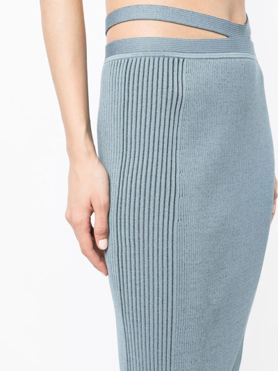 Simkhai Side Ribbed-detail Midi Skirt In Blue
