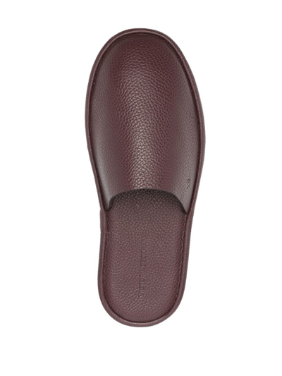 Shop Victoria Beckham Embossed-logo Leather Slippers In Rot
