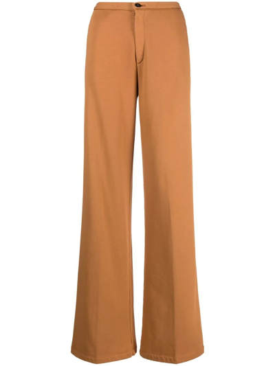 Shop Forte Forte High-rise Wide-leg Trousers In Braun