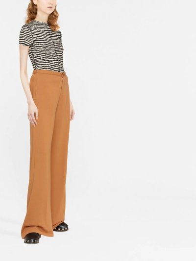 Shop Forte Forte High-rise Wide-leg Trousers In Braun
