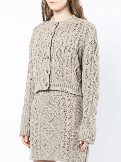 Rokh Cable-knit Bralette And Cardigan Set In Brown