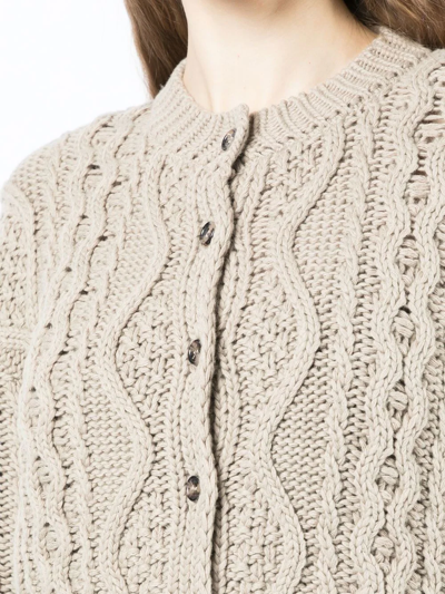 Rokh Cable-knit Bralette And Cardigan Set In Brown