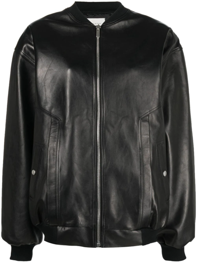 Magda Butrym Zip-up Sheepskin Bomber Jacket In Schwarz