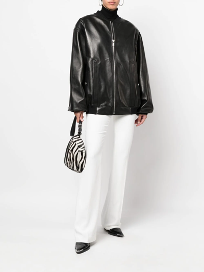Magda Butrym Zip-up Sheepskin Bomber Jacket In Schwarz