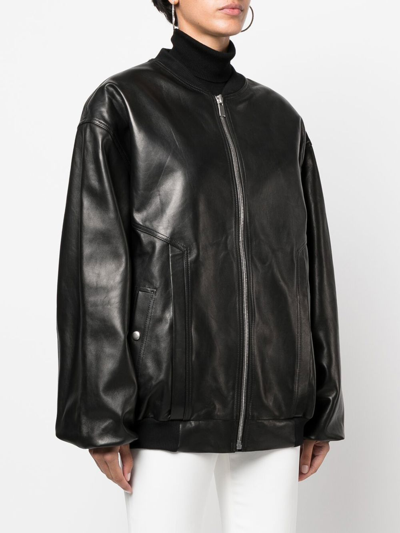 Magda Butrym Zip-up Sheepskin Bomber Jacket In Schwarz