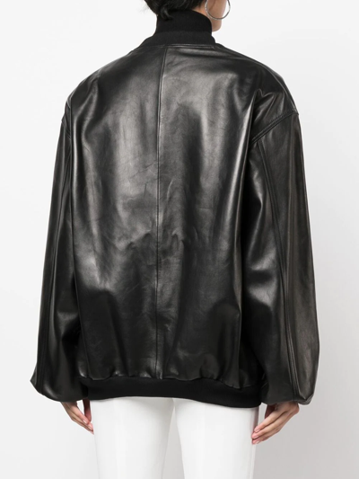 Magda Butrym Zip-up Sheepskin Bomber Jacket In Schwarz