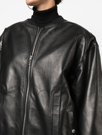 Magda Butrym Zip-up Sheepskin Bomber Jacket In Schwarz