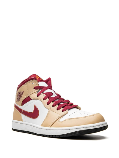 Shop Jordan Air  1 Mid "light Curry" Sneakers In White