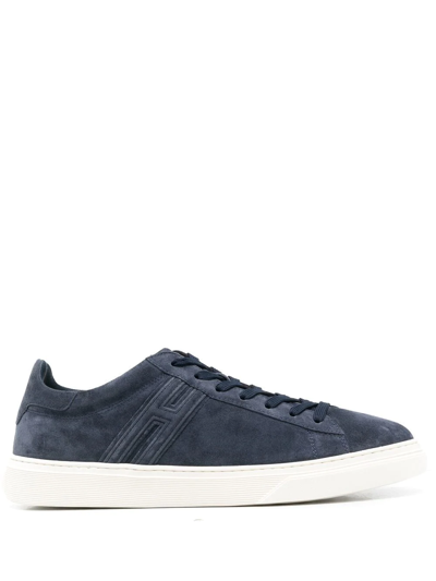 Shop Hogan Rebel Low-op Suede Sneakers In Blau