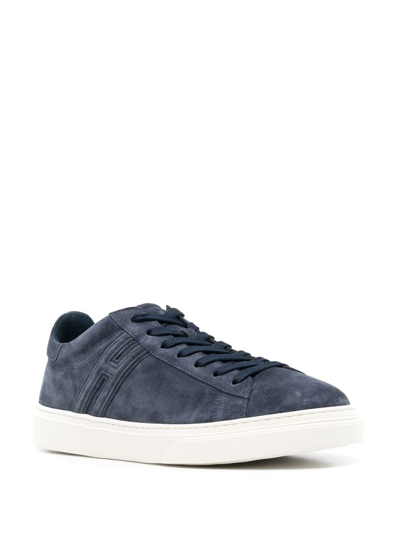 Shop Hogan Rebel Low-op Suede Sneakers In Blau