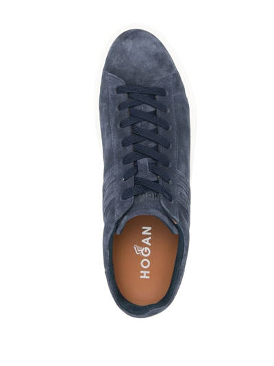 Shop Hogan Rebel Low-op Suede Sneakers In Blau