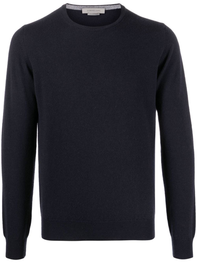 Shop Corneliani Fine-knit Long-sleeve Jumper In Blau