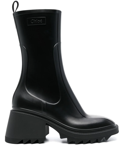 Chloé Chloe Women Black Rubber Ankle Boots In Schwarz