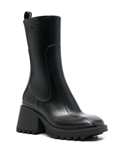Chloé Chloe Women Black Rubber Ankle Boots In Schwarz