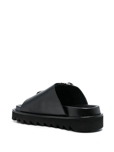 Shop Toga Buckle-detail Open-toe Sandals In Black Leather