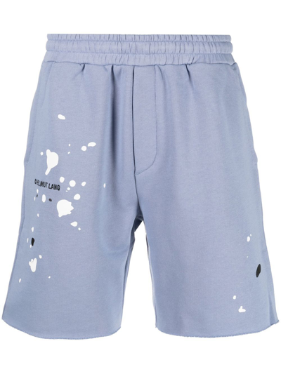 Shop Helmut Lang Embroidered-logo Track Shorts In Blau