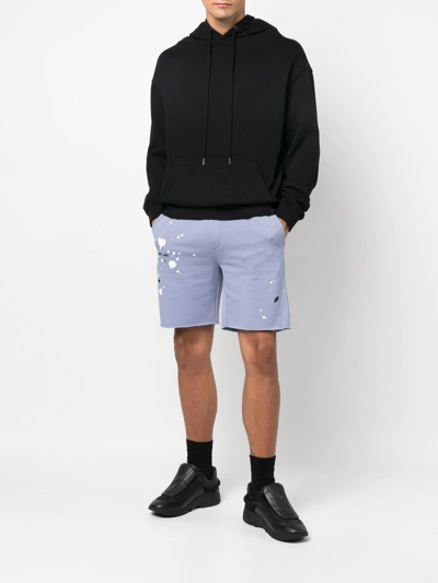 Shop Helmut Lang Embroidered-logo Track Shorts In Blau