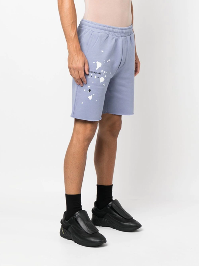 Shop Helmut Lang Embroidered-logo Track Shorts In Blau