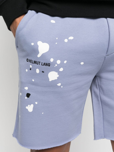 Shop Helmut Lang Embroidered-logo Track Shorts In Blau