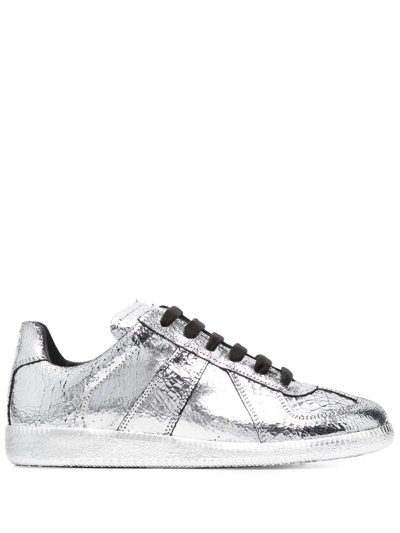 Maison Margiela Metallic Low-top Sneakers Rubber Sole In Grey