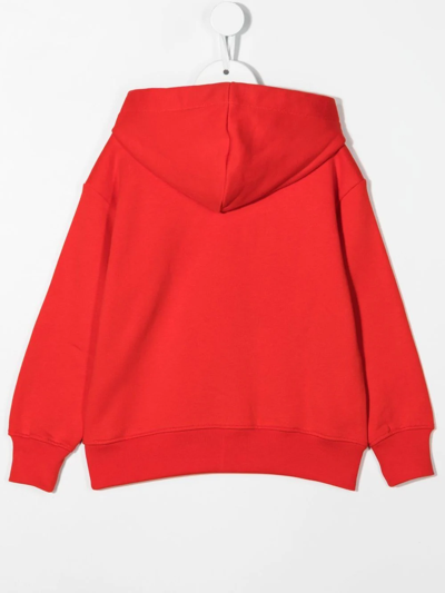 Shop Msgm Logo-print Pullover Hoodie In Rot