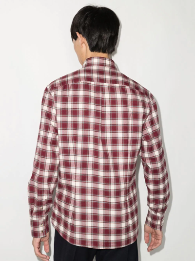 Brunello Cucinelli Red Check Print Cotton Shirt In Rot