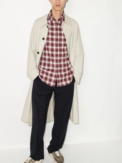Brunello Cucinelli Red Check Print Cotton Shirt In Rot