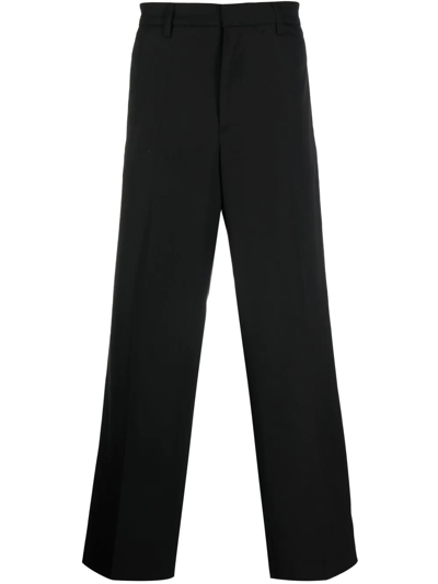 Shop Barena Venezia Pressed-crease Four-pocket Straight-leg Trousers In Schwarz