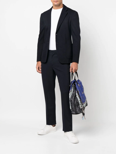 Shop Giorgio Armani Single-breasted Tailored Blazer In Blau