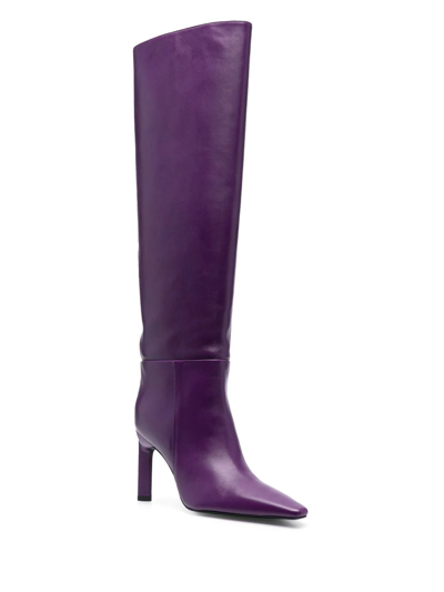 Shop Attico Leather Knee-length Boots In Violett