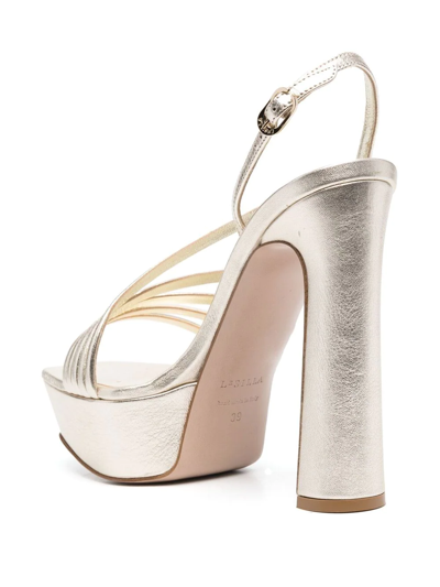 Shop Le Silla 150mm Metallic Platform Sandals In Gelb