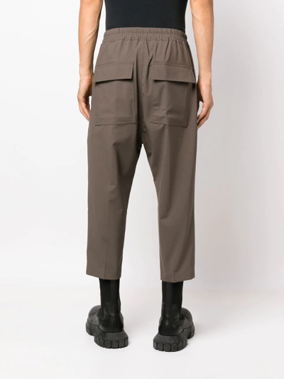 Shop Rick Owens Cropped Drop-crotch Trousers In Braun