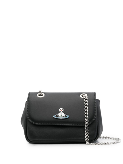 Vivienne Westwood Black Small Curb Chain Shoulder Bag In Schwarz